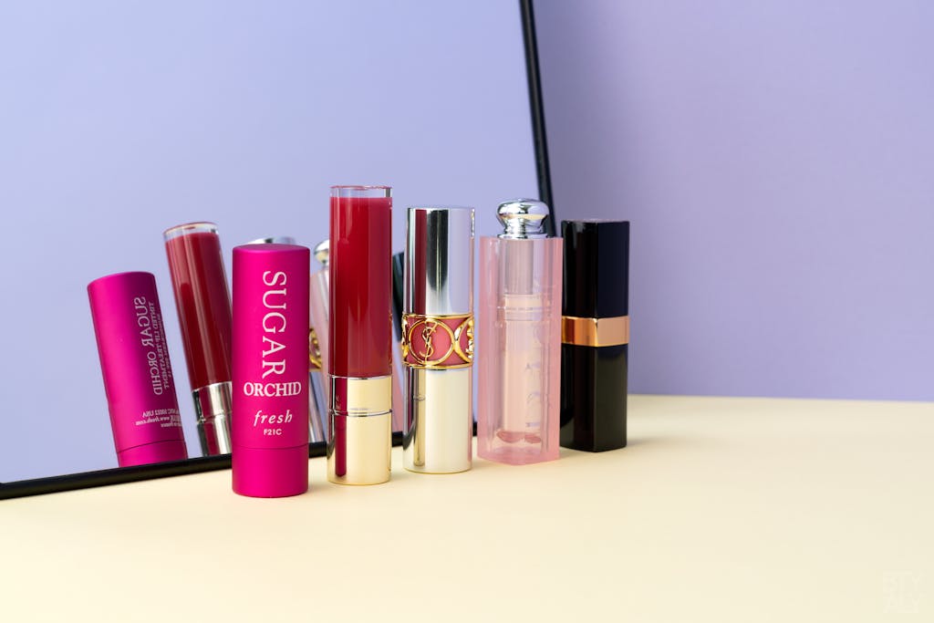 Spring 2019 Lip Balms: Fresh Sugar Tinted Lip Treatment Orchid, Clarins Joli Rouge Lacquer, YSL Rouge Volupté Plump In Color, Dior Lip Glow To The Max, CHANEL Rouge Coco Flash